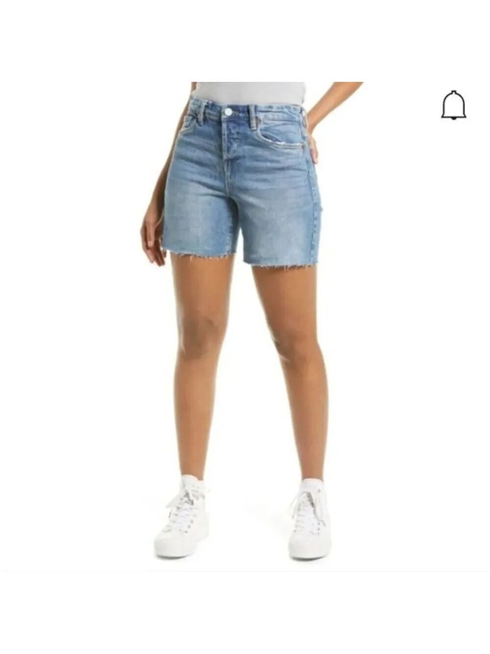 Nwot Blank NYC The Warren Frayed Hem Longline Denim Shorts In Forget It